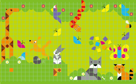 馬賽克貼紙書-可愛動物-底圖 馬賽克貼紙書-可愛動物-底圖